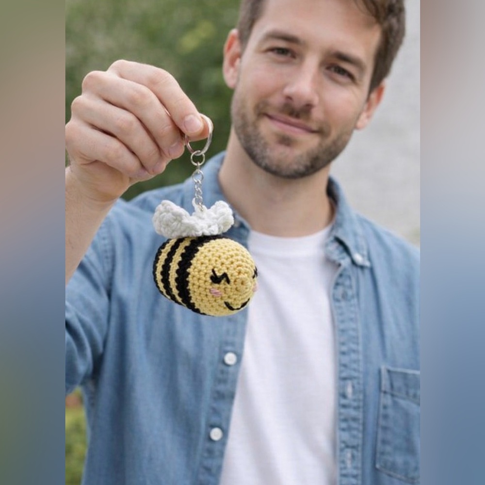 Handmade Crochet Bumblebee Keychain | Amigurumi Bee Charm | Cute Gift